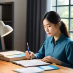 소음진동기사 기출문제 다운로드 방법 - **Prompt for "Focused Self-Study Session":**
    A young Japanese woman in her late 20s to early 30s...